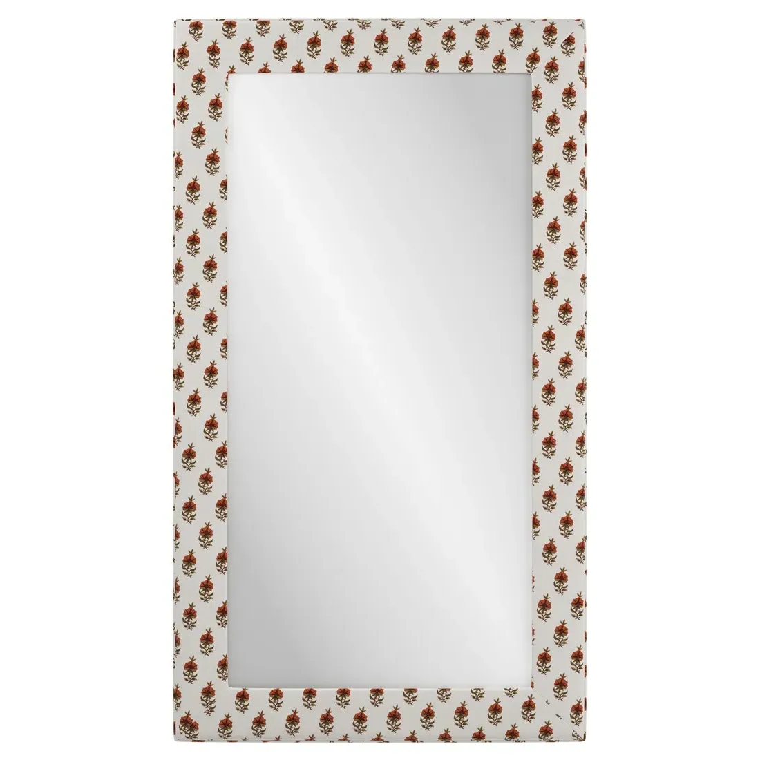 Isabel Red Floral Upholstered Floor Mirror