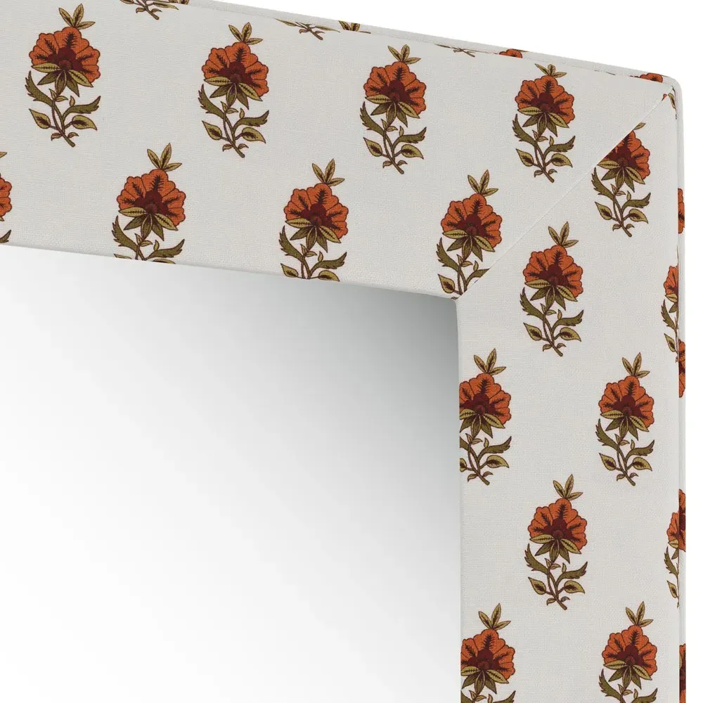 Isabel Red Floral Upholstered Wall Mirror - Red