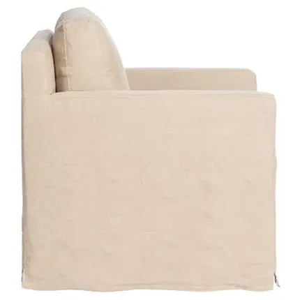 Louis Logan Slipcovered Swivel Arm Chair - Beige, Linen