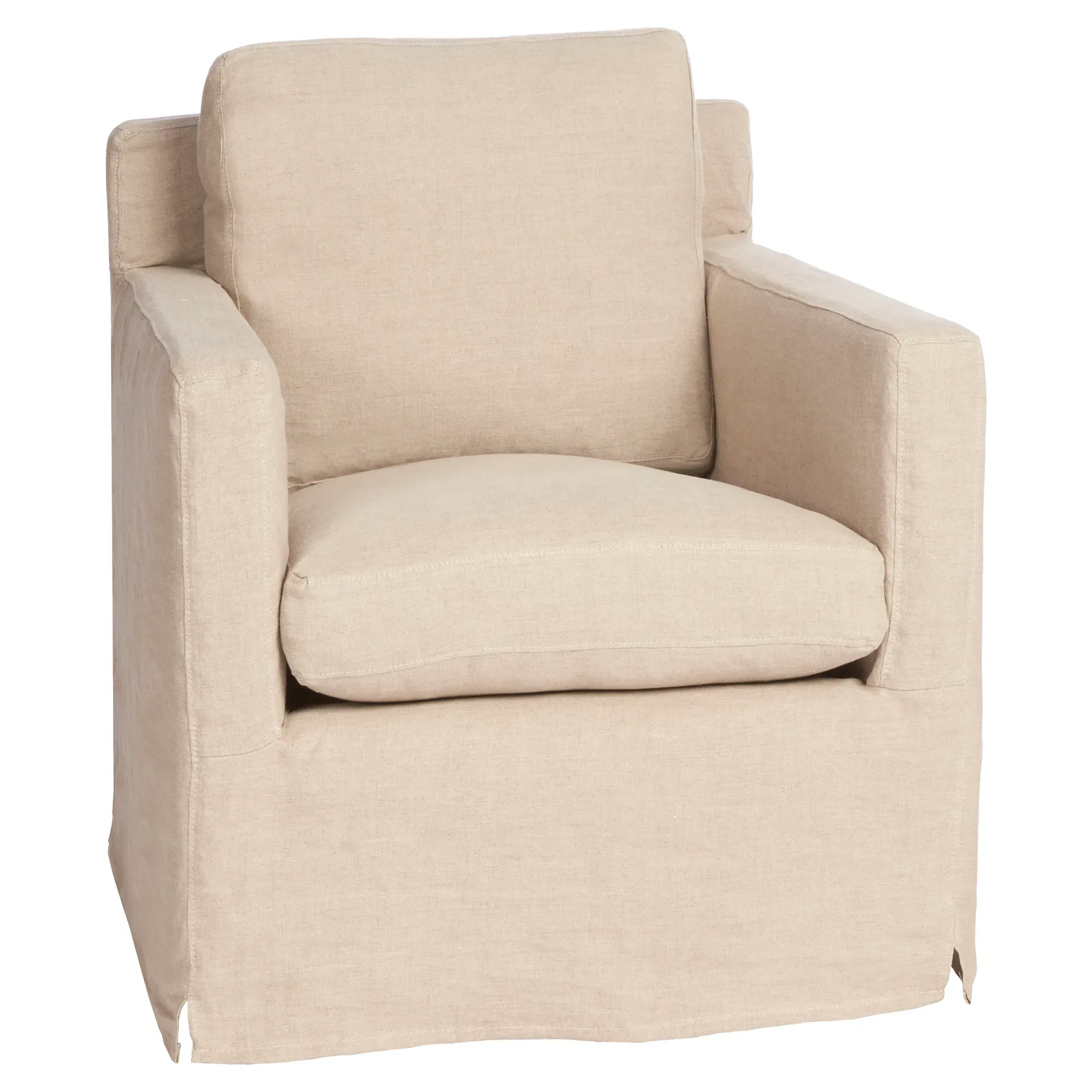 Louis Logan Slipcovered Swivel Arm Chair - Beige, Linen