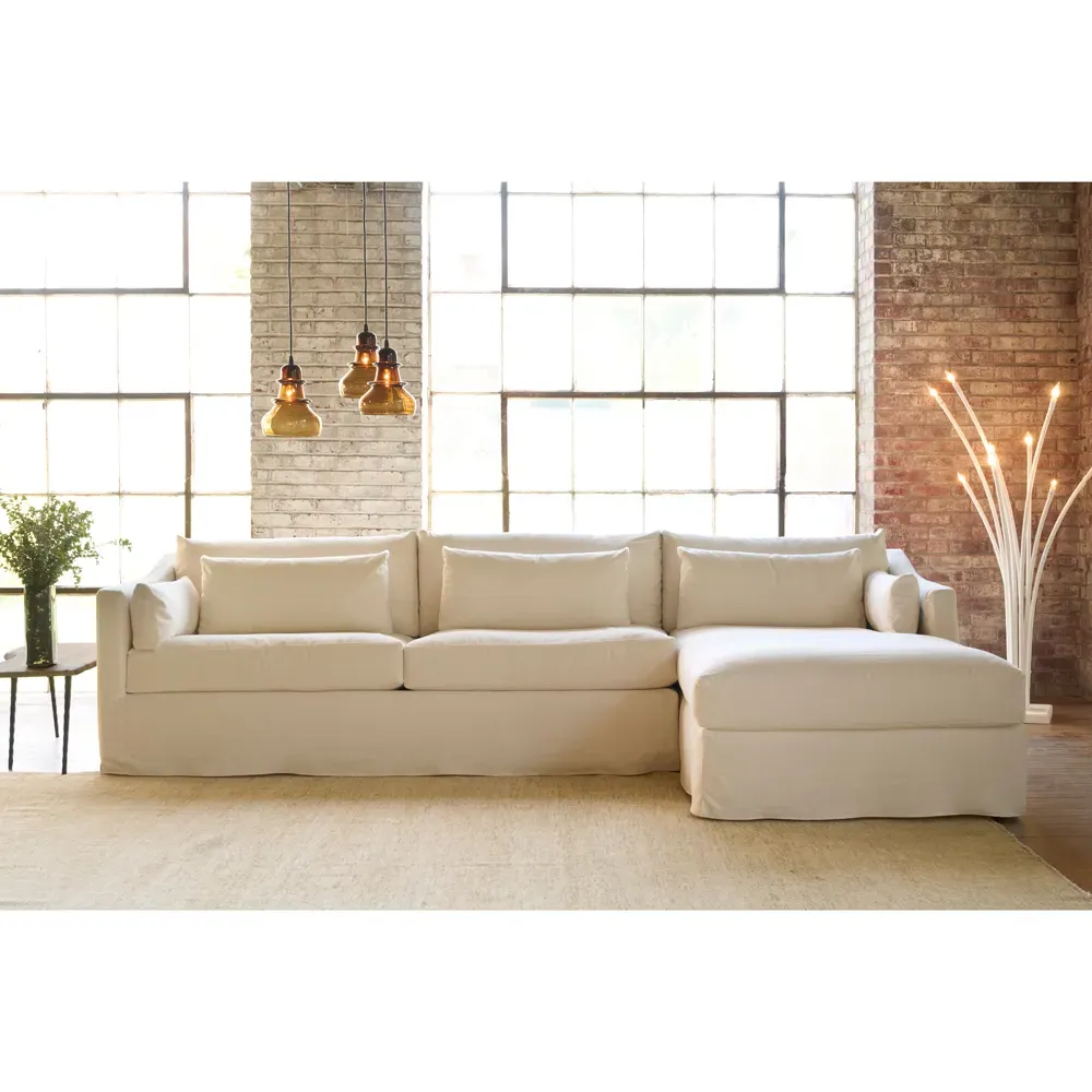 Rebecca Left Arm Facing Sectional Sofa - White, Cotton