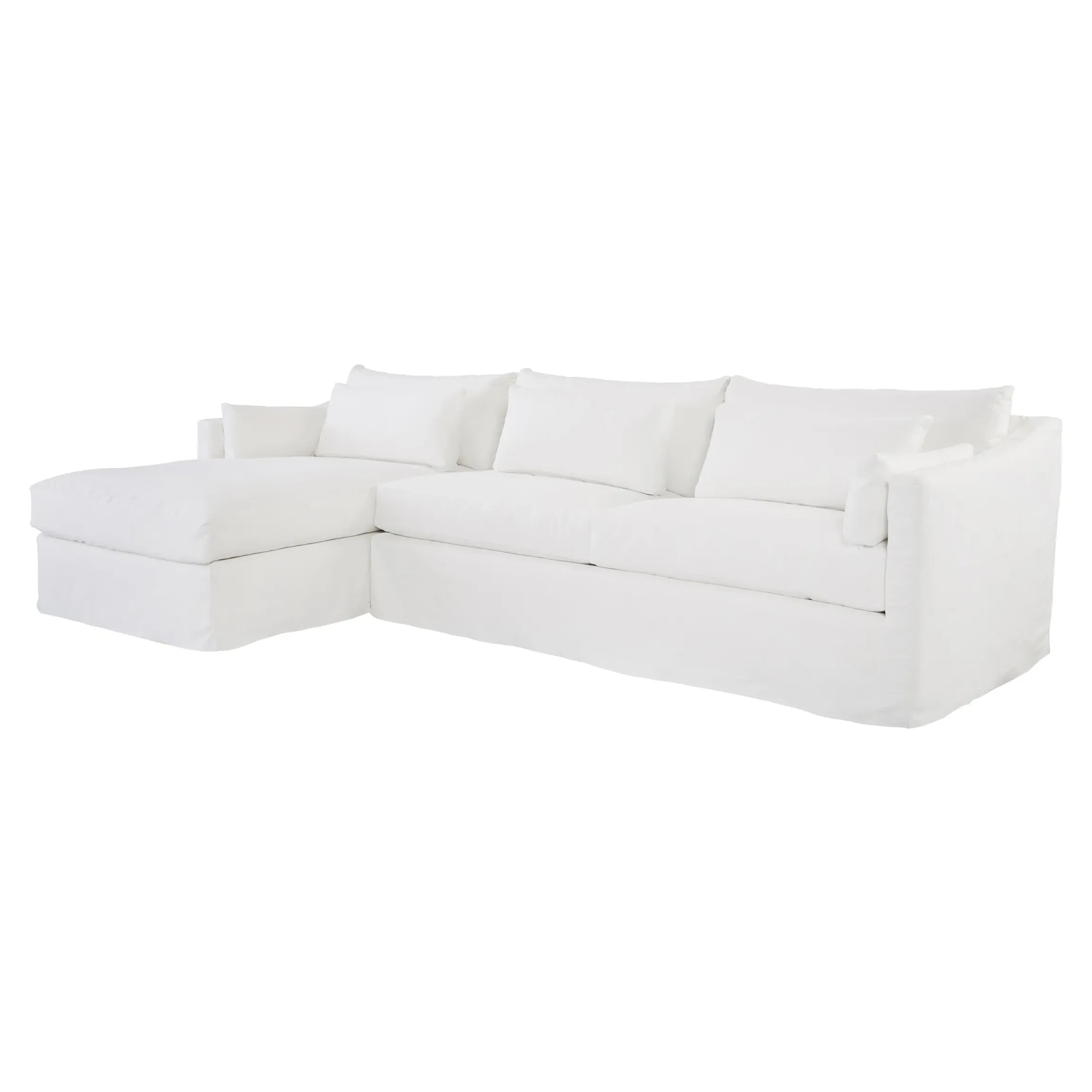 Rebecca Right Arm Facing Sectional Sofa - White, Cotton