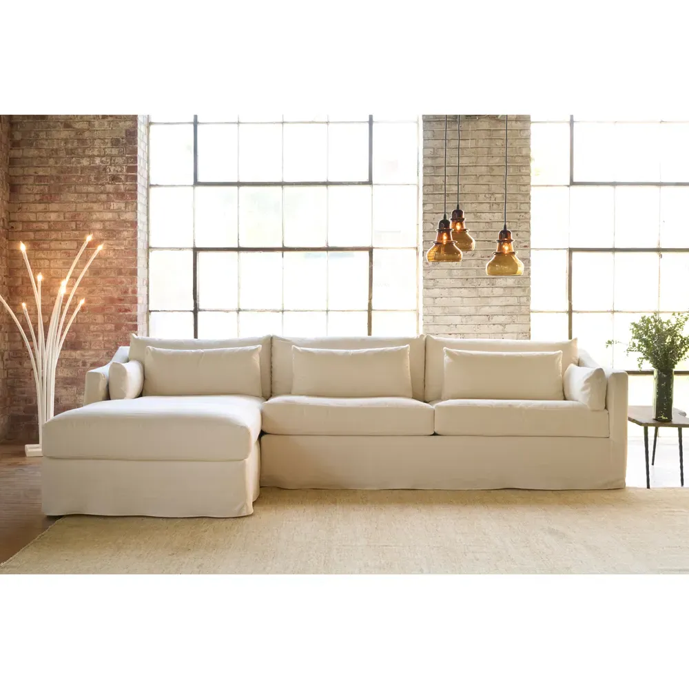 Rebecca Right Arm Facing Sectional Sofa - White, Cotton