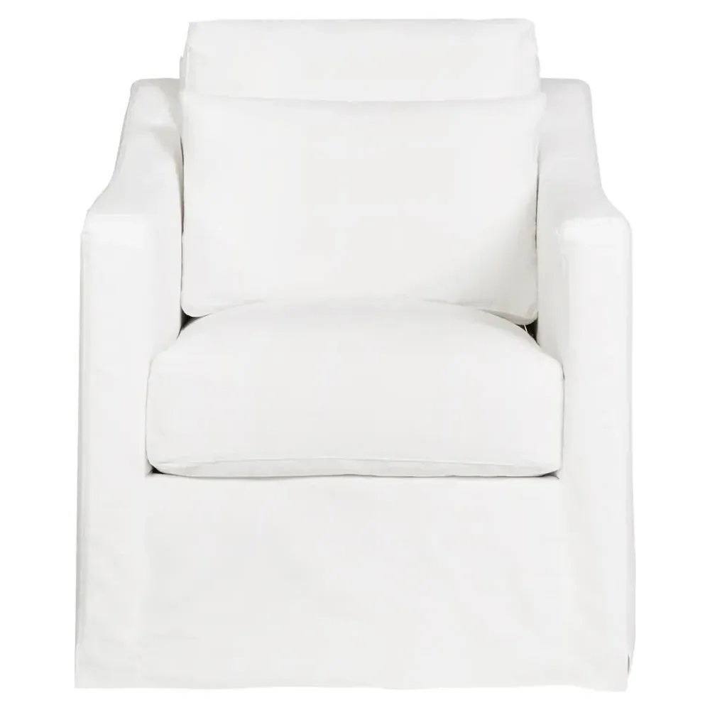 Rebecca Slipcovered Swivel Club Arm Chair - Denim White image