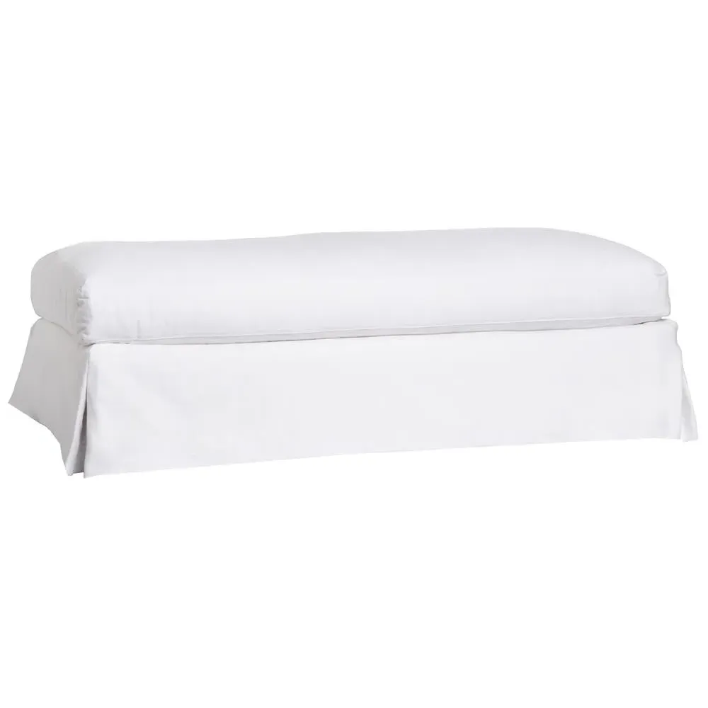 Seda Denim Slipcovered Ottoman Bench - White, Cotton image
