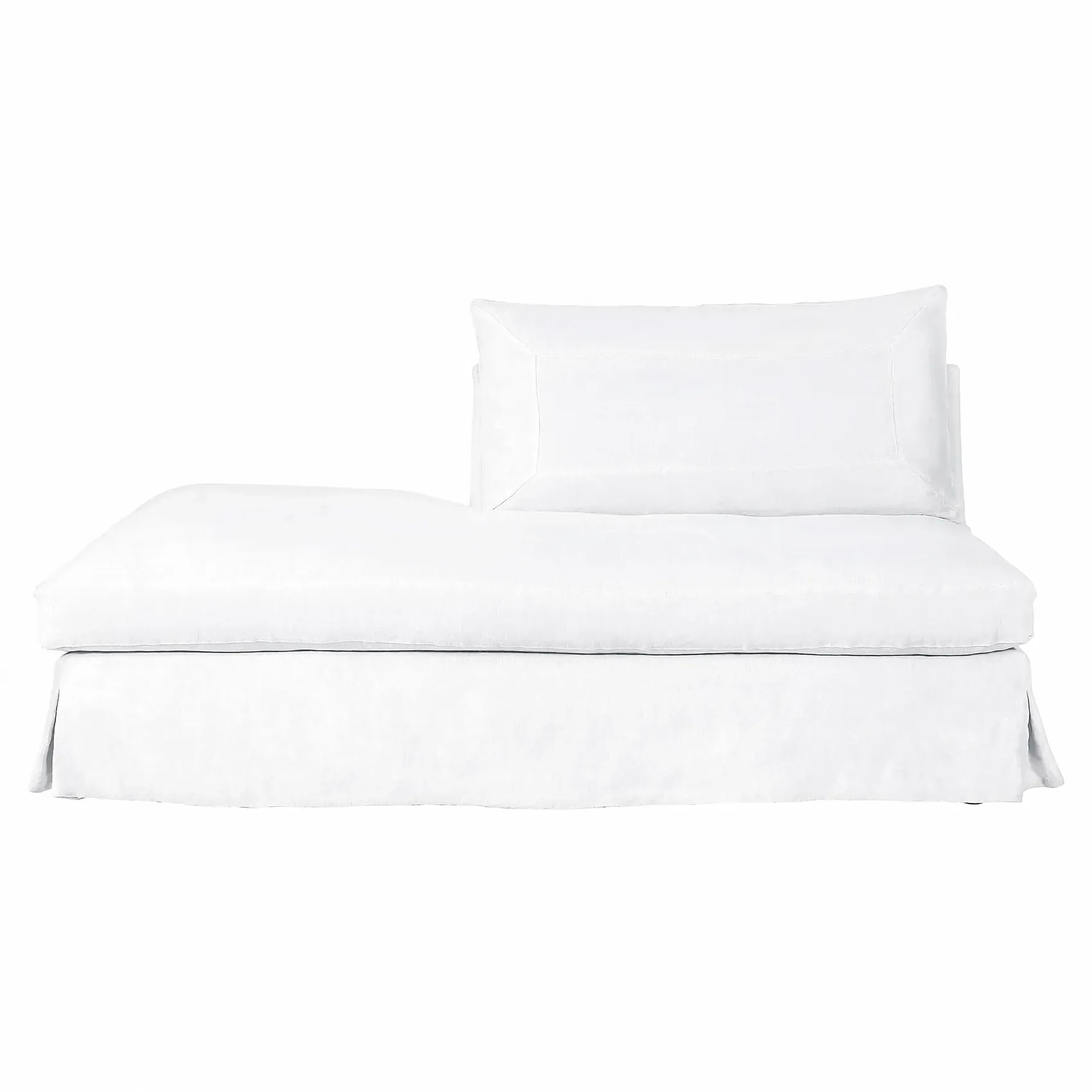 Seda Right Facing Armless Bumper - White, Cotton