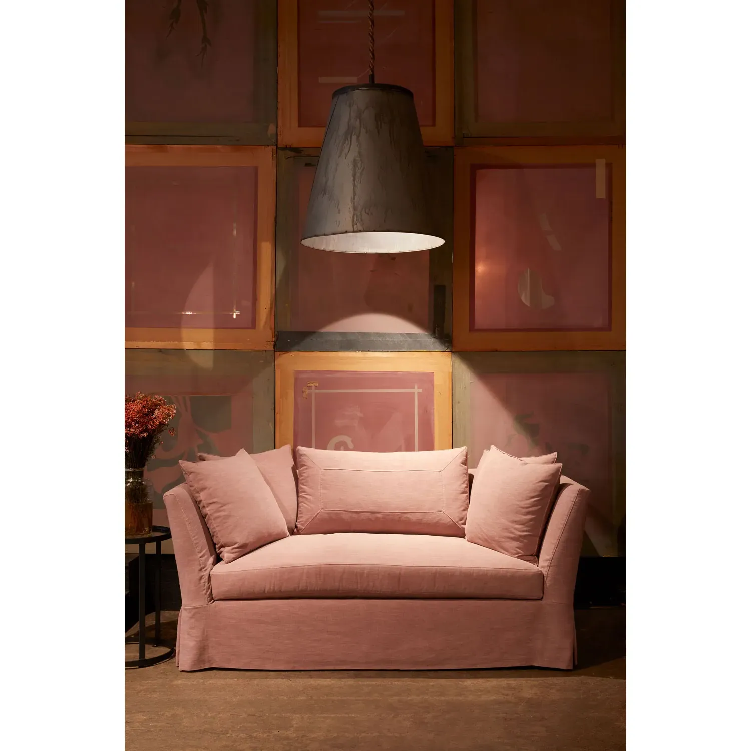 Seda Slip Cover Loveseat - Pink, Cotton