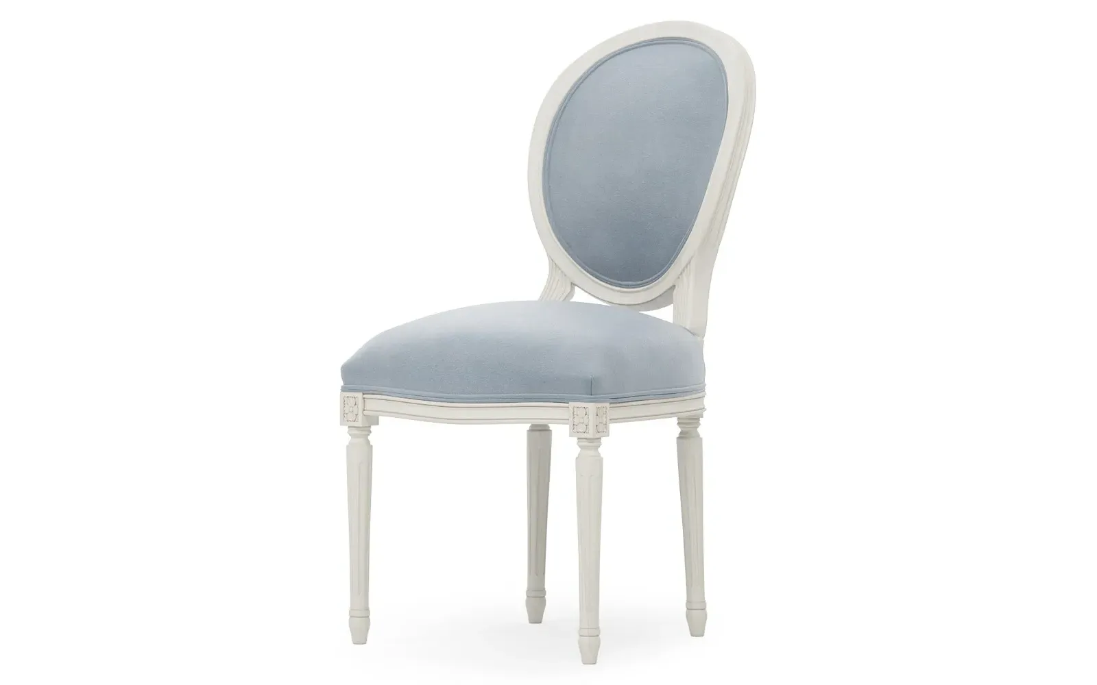 Anne Velvet Side Chair - Spring Sky, European Birch