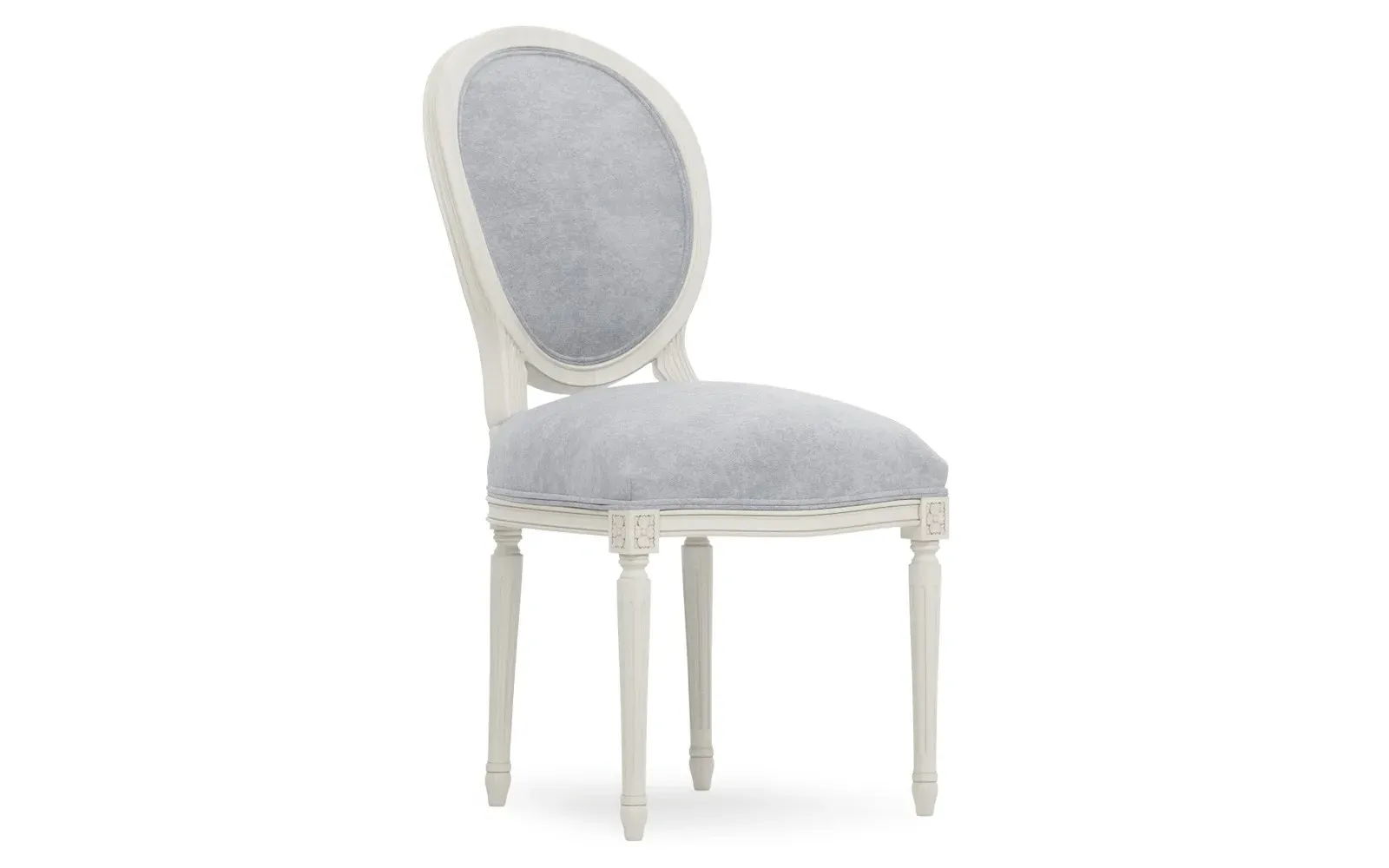 Anne Velvet Side Chair - Spring Sky, European Birch