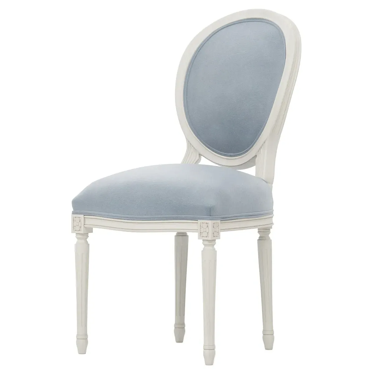 Anne Velvet Side Chair - Spring Sky, European Birch