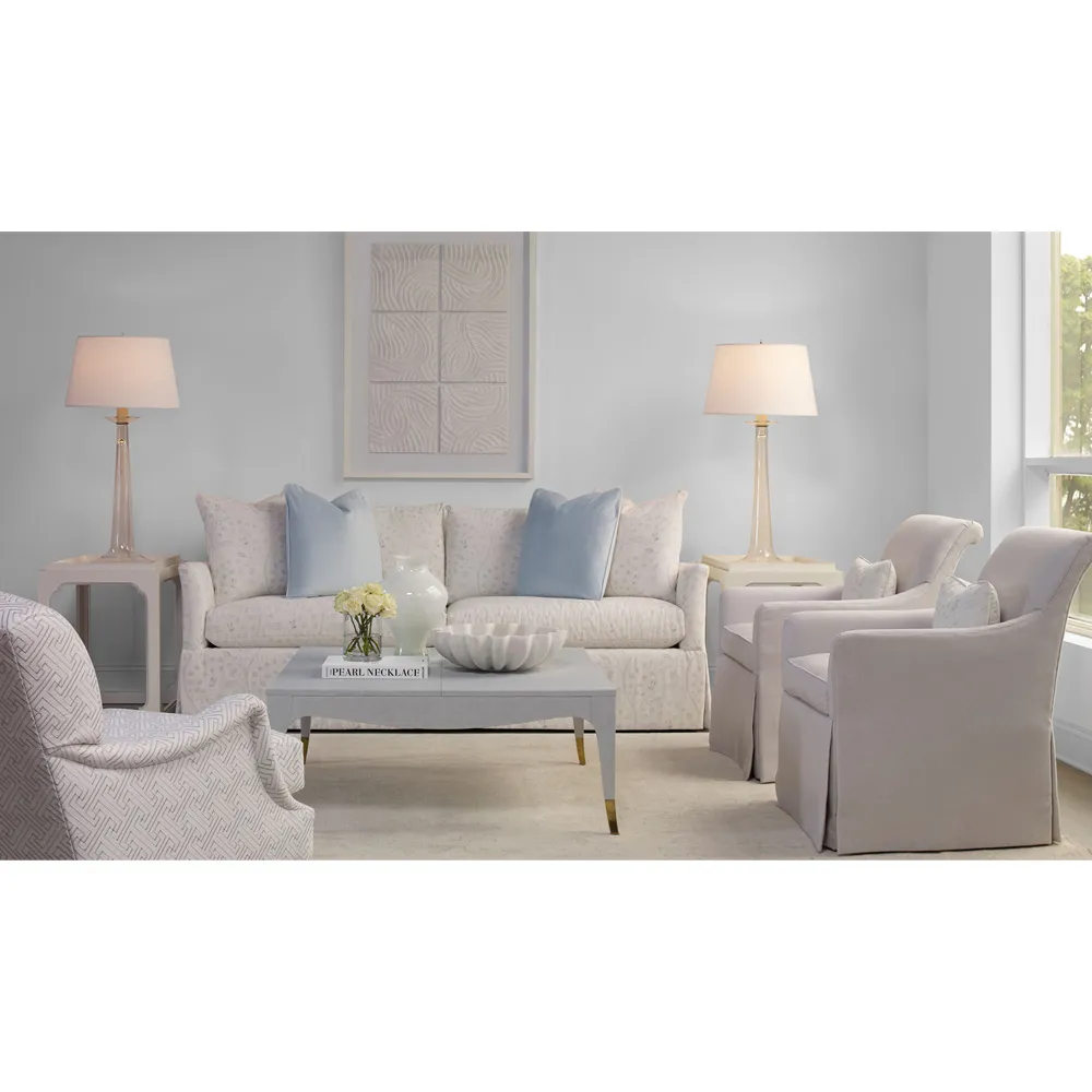 Clayton Square Coffee Table - White, Raffia