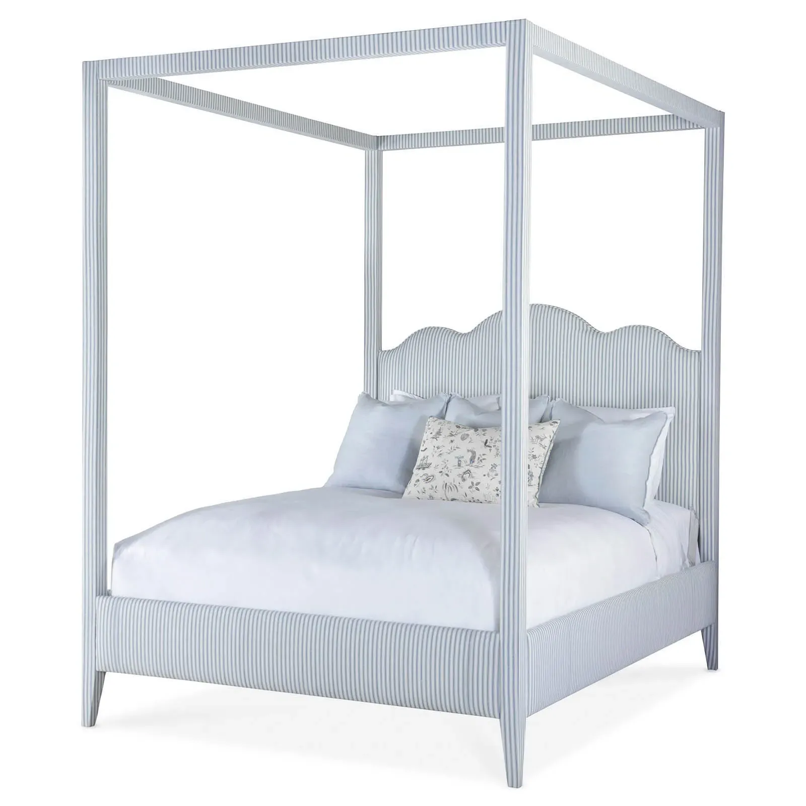 Dunmore King Size Canopy Bed - Blue, Linen Cotton
