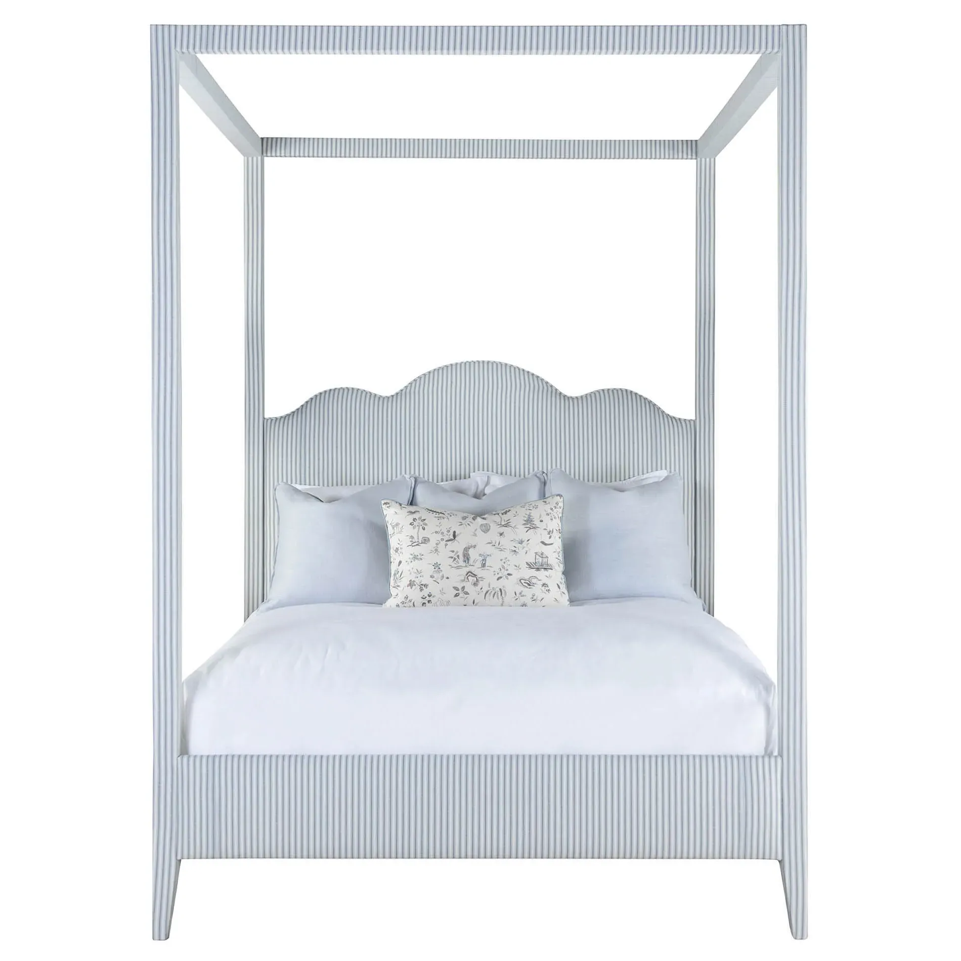 Dunmore King Size Canopy Bed - Blue, Linen Cotton