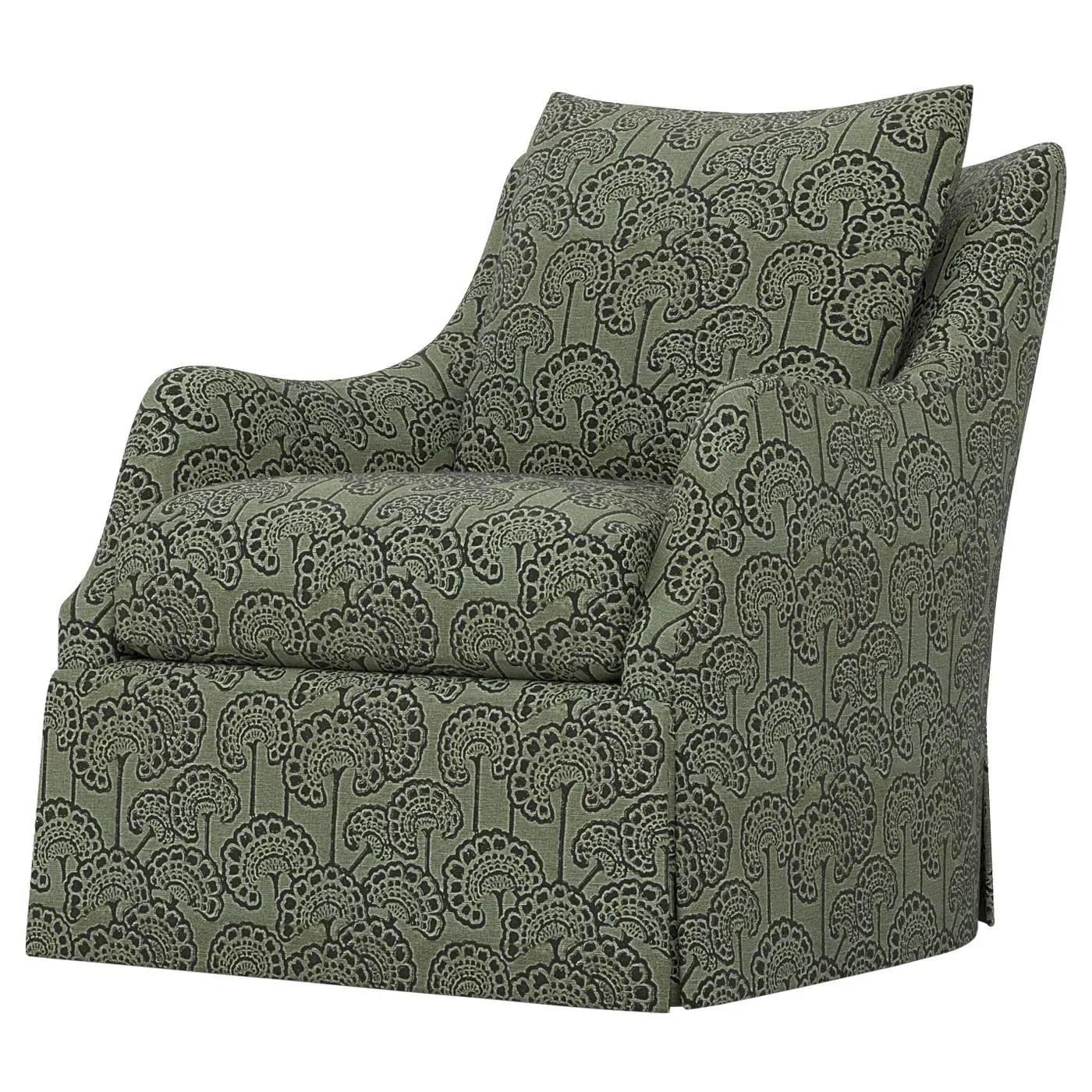 Finnigan Skirted Swivel Chair - Artichoke, Linen