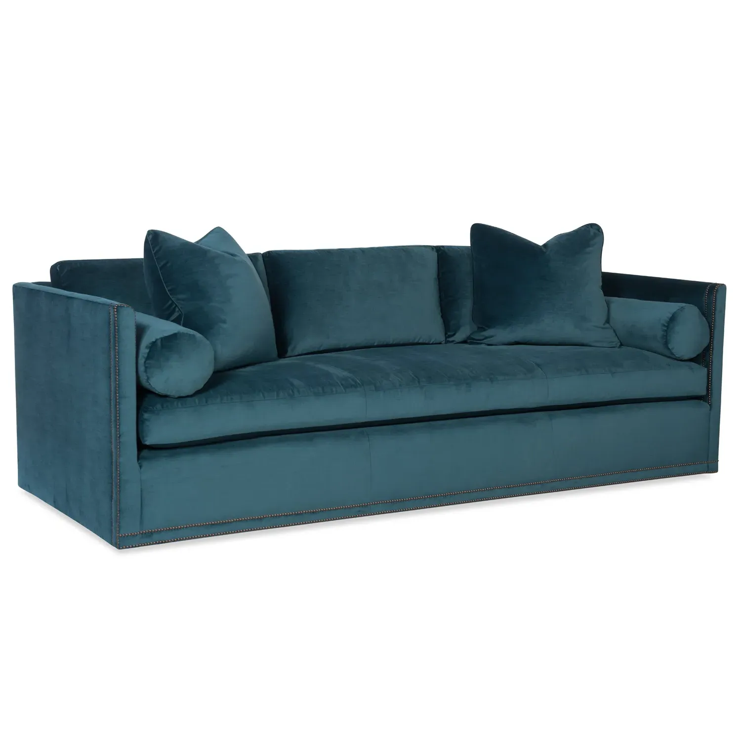 Highland House Etienne Sofa with Nailhead Trim - Blue, Velvet