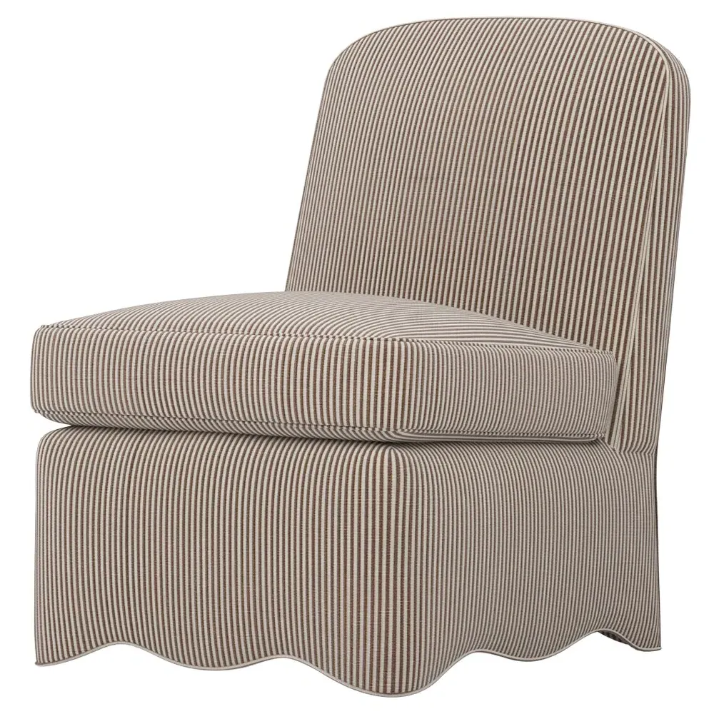 Lillian Cotton Stripe Slipper Chair - Coffee image