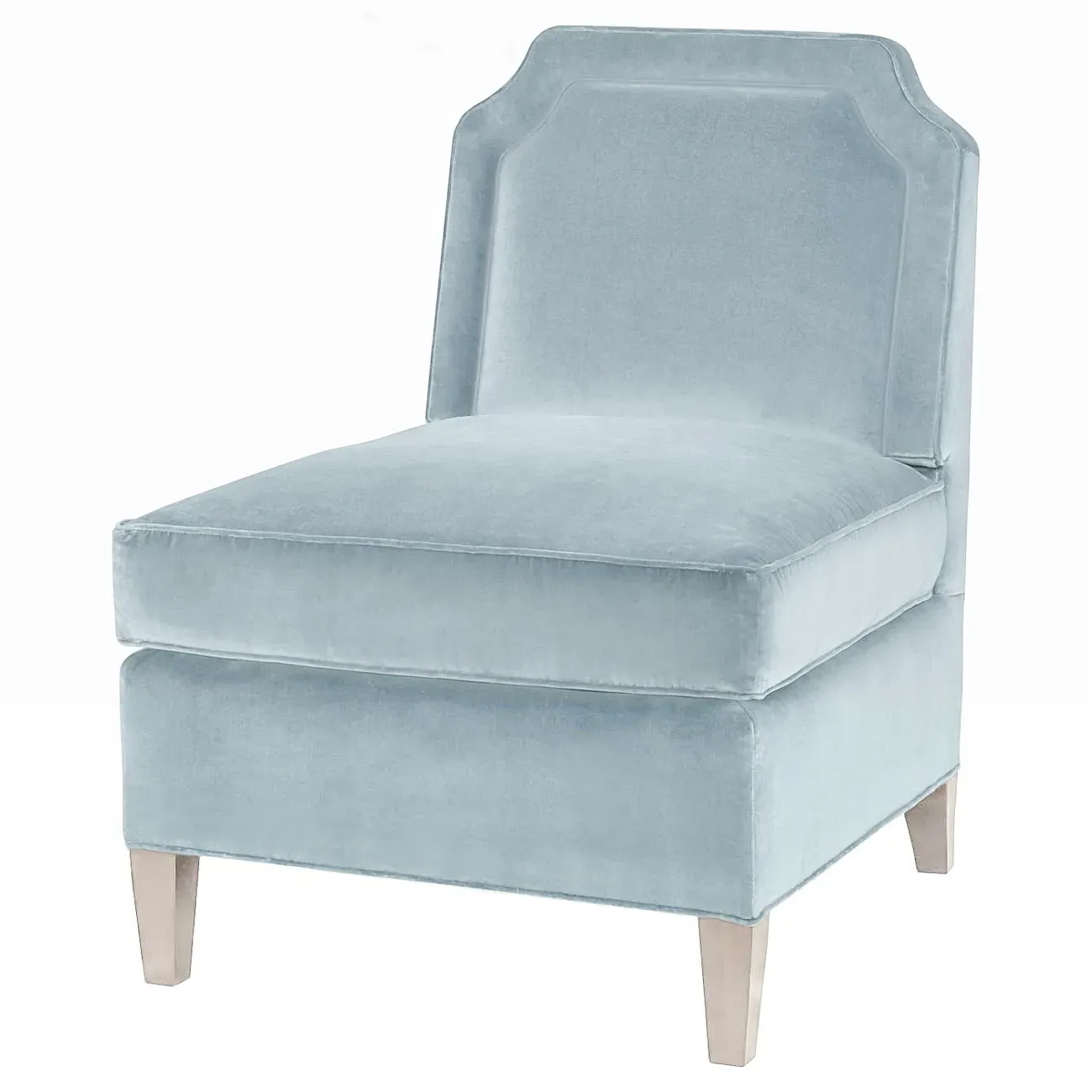 Luc French Country Slipper Chair - Light Blue, Velvet image