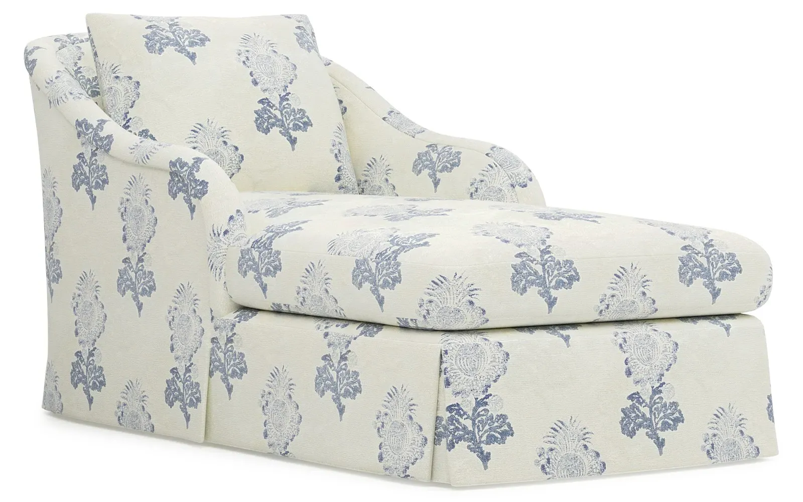 Marcel Skirted Chaise - Ocean Sky