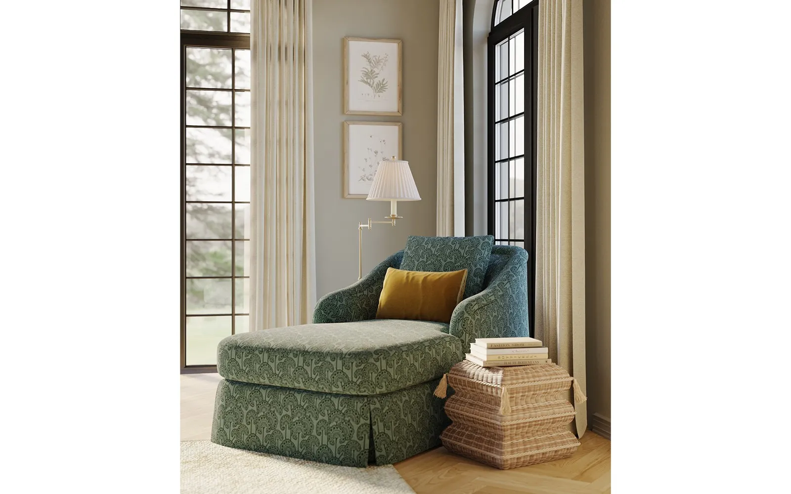 Marcel Skirted Chaise - Whisper Blue