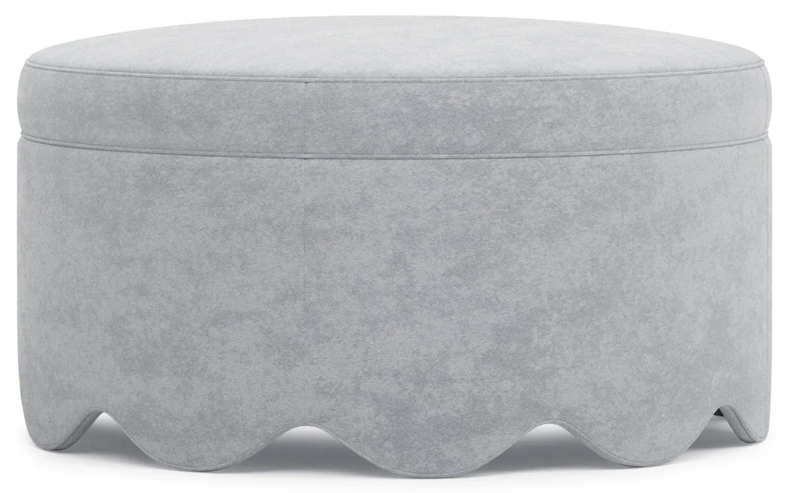 Suzie Round Ottoman - Coastal Haze, Velvet