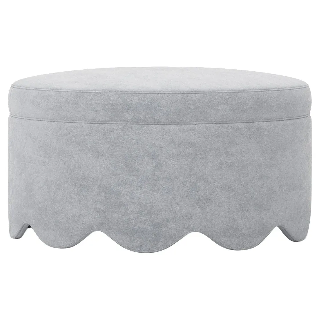 Suzie Round Ottoman - Coastal Haze, Velvet