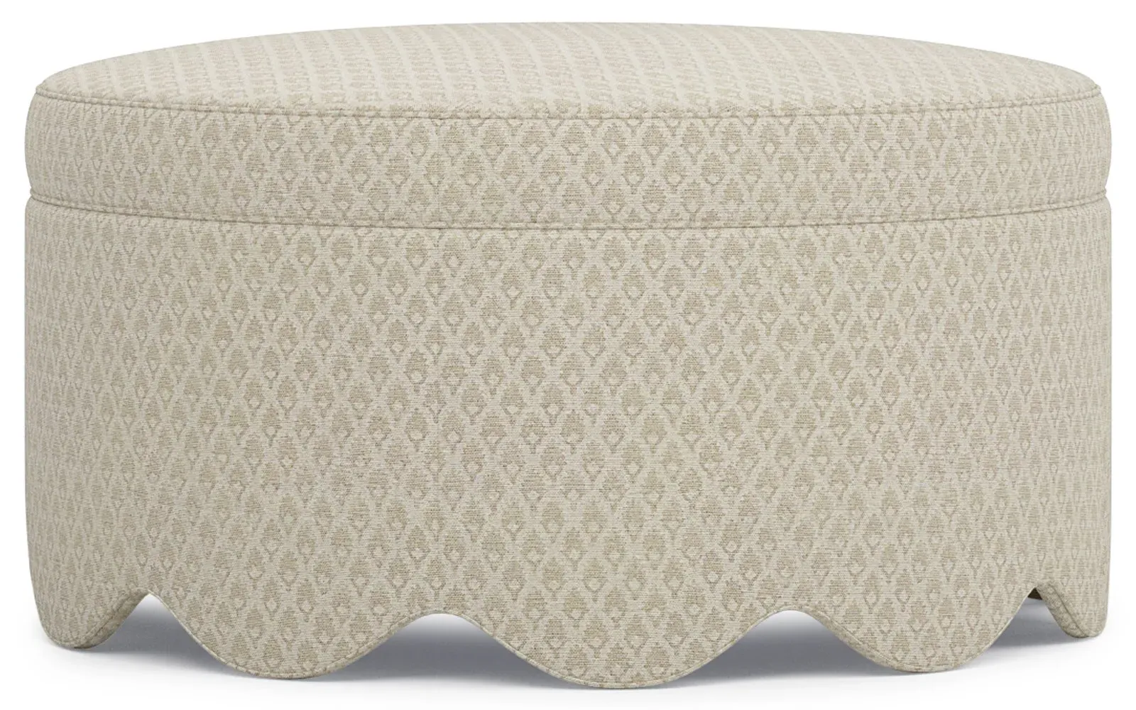 Suzie Round Ottoman - Sandstone, Diamond Patterned