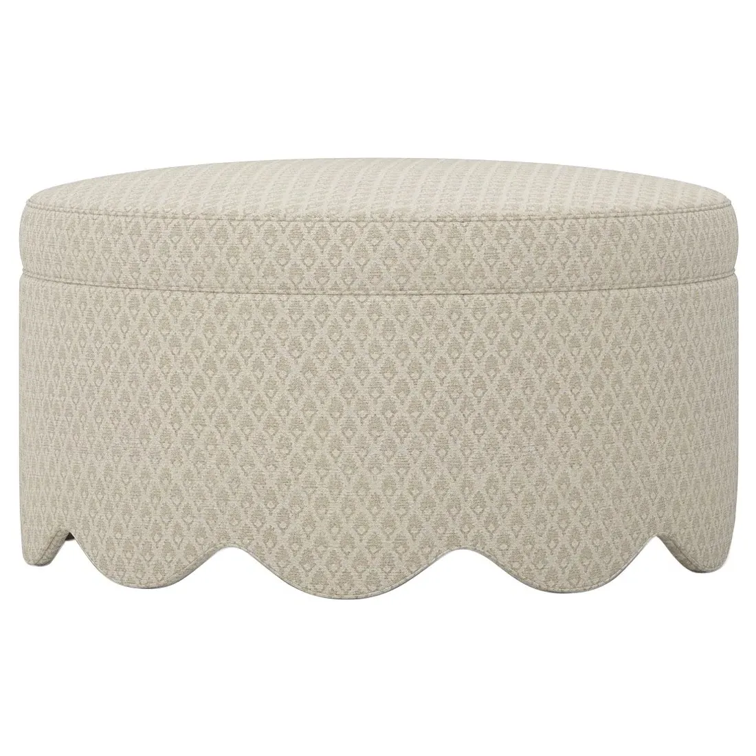 Suzie Round Ottoman - Sandstone, Diamond Patterned