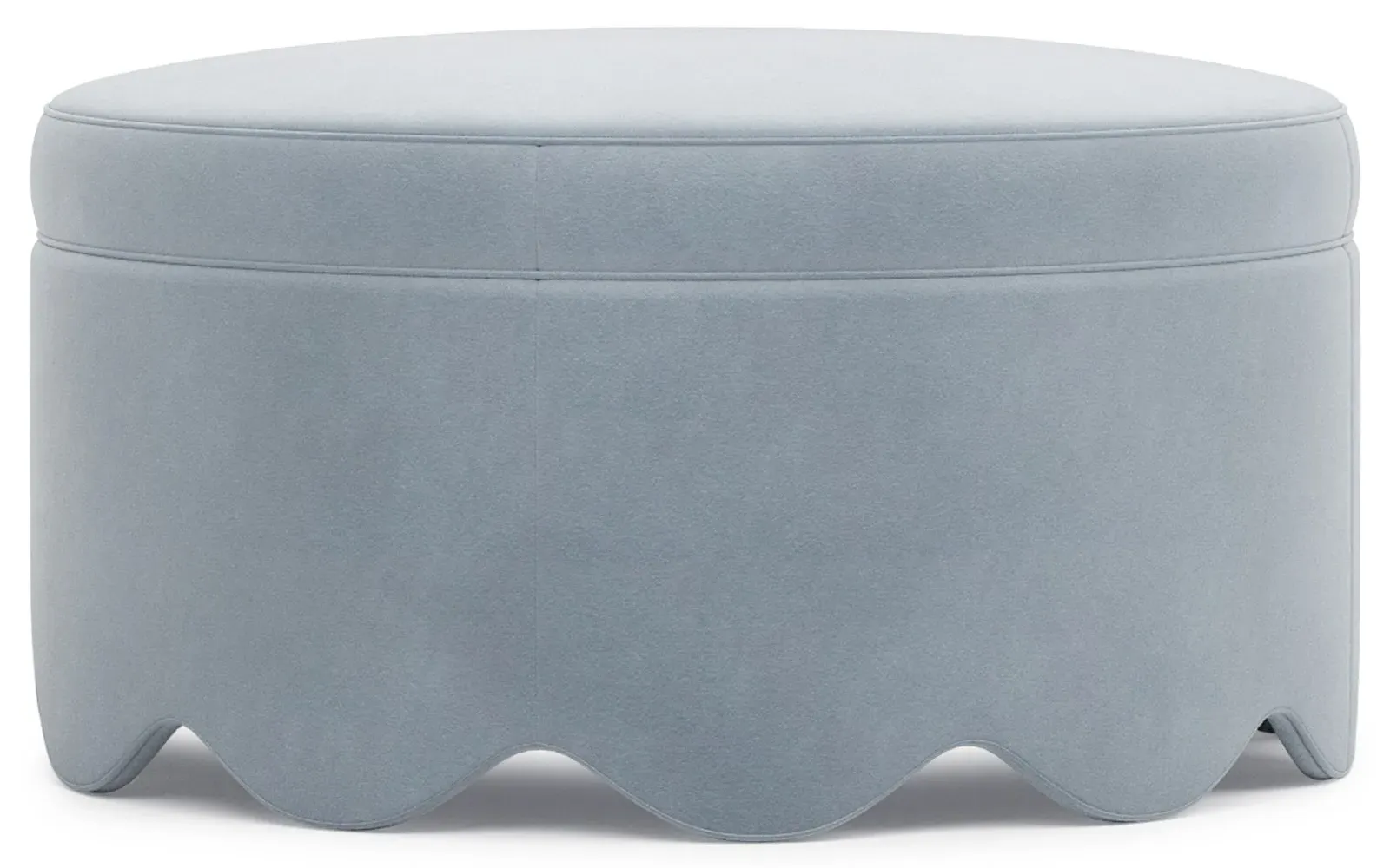 Suzie Round Ottoman - Spring Sky, Velvet