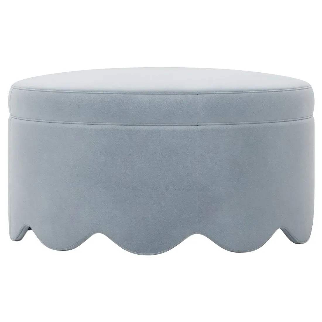 Suzie Round Ottoman - Spring Sky, Velvet