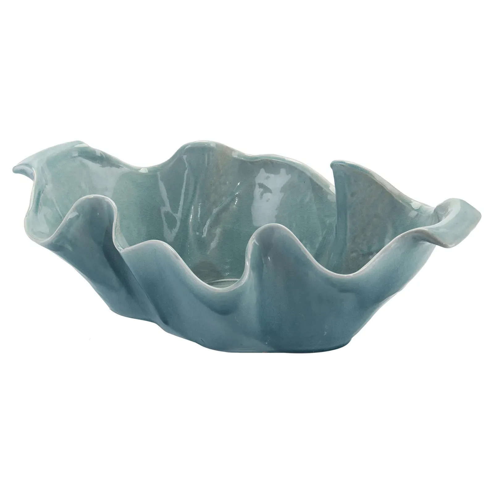 Aegean Rippled Decorative Bowl - Blue, Glaze