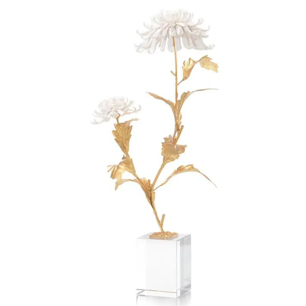 Avignon Chrysanthemums Ceramic Sculpture - Gold image