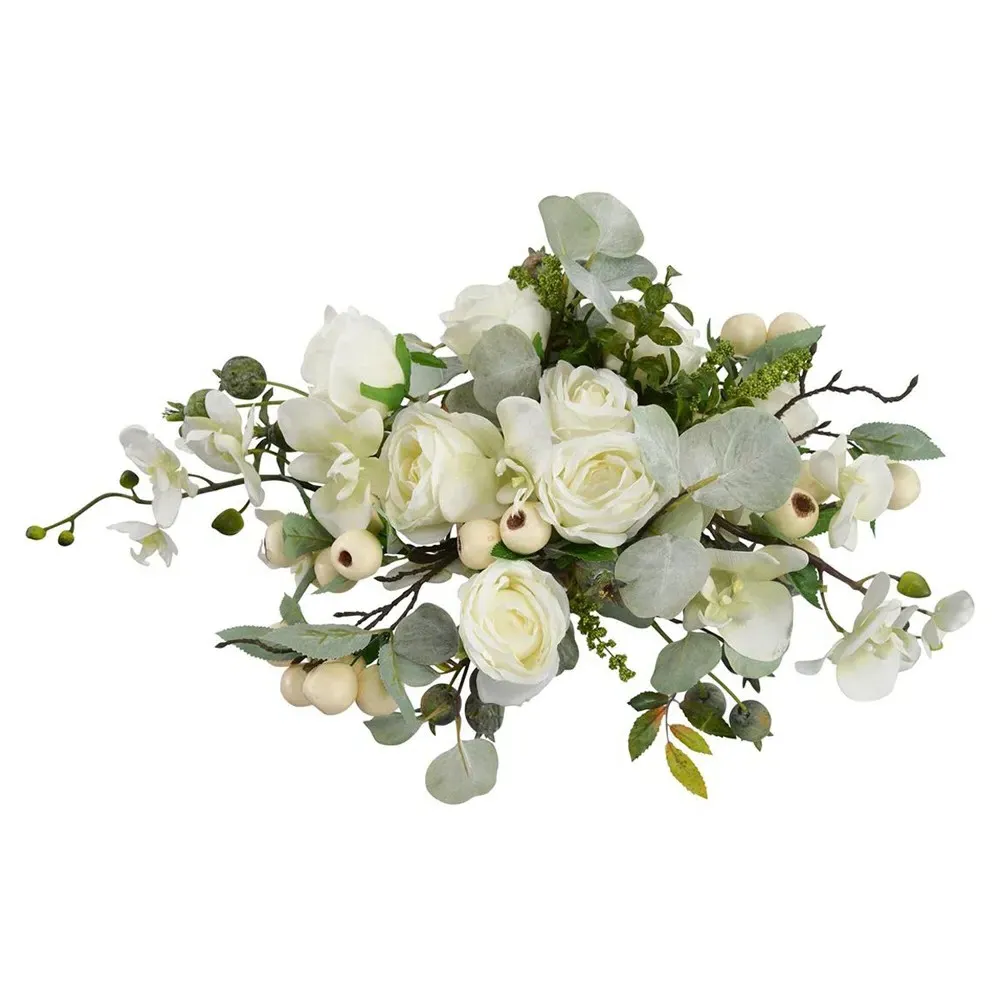 Berries & Roses Faux Floral Arrangement - Green, Glass