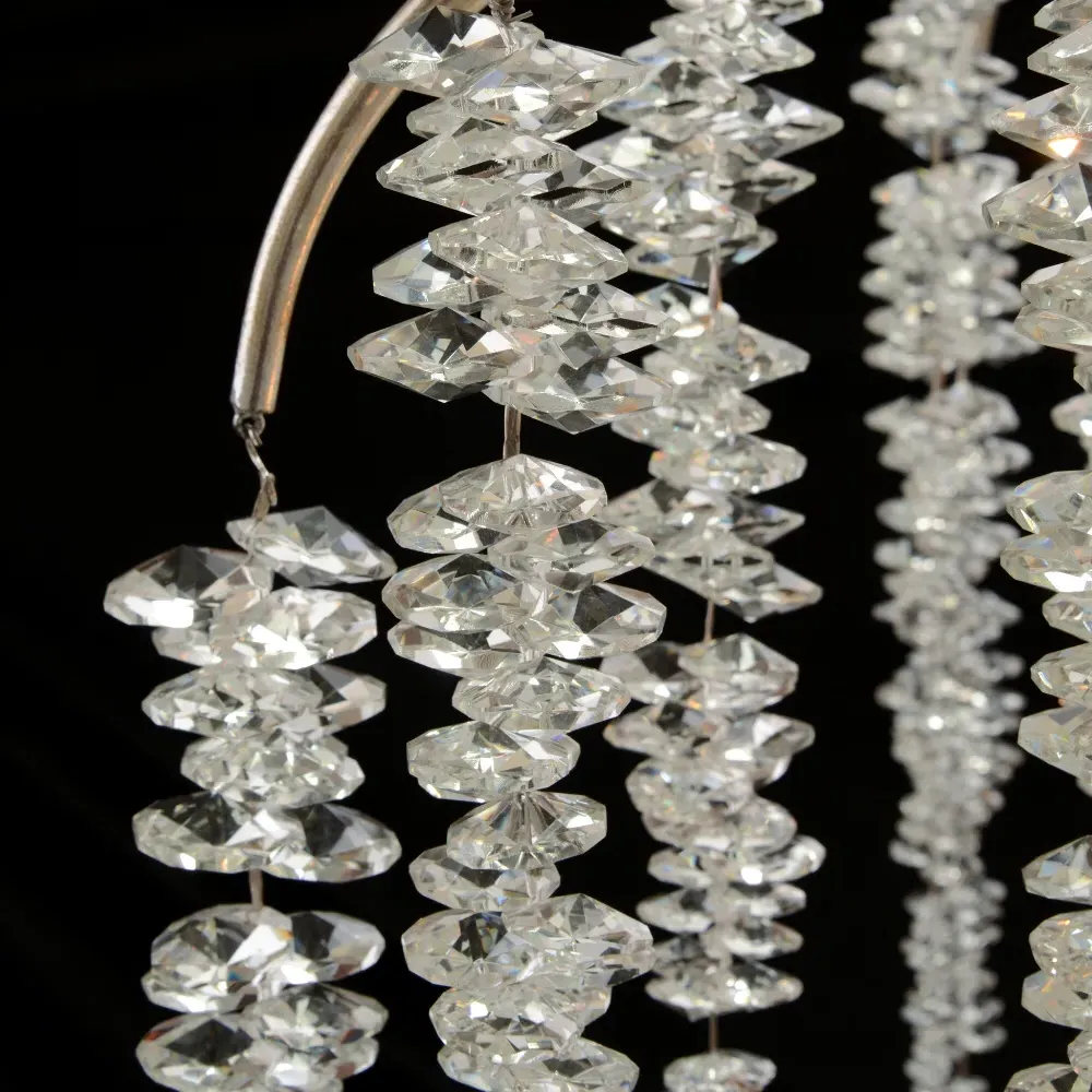 Cascading Crystal 6 Light Chandelier - Antique Silver, Iron