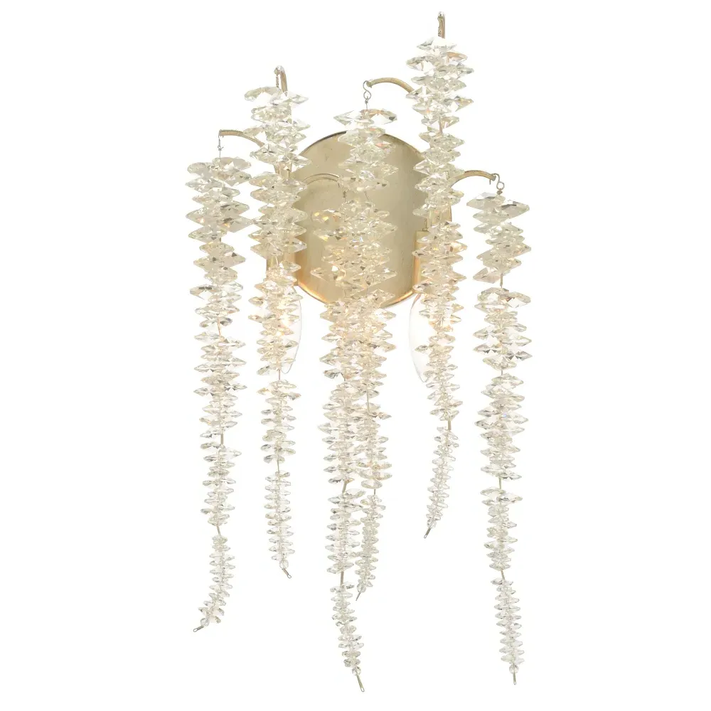 Cascading Crystal Wall Sconce - Antique Silver, Iron image