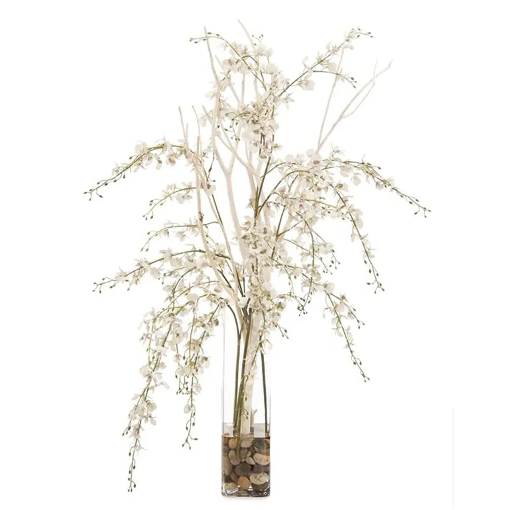 Cube Vase Mitsumata Orchids - White image