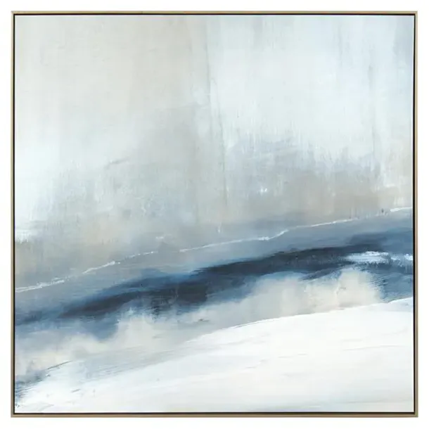 Enigma Blue Abstract Wall Art - Grey-Silver, Canvas