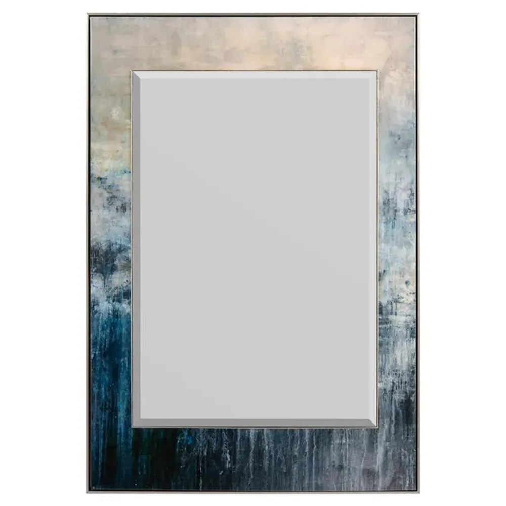 Falls Clear Glass Rectangular Mirror - Blue