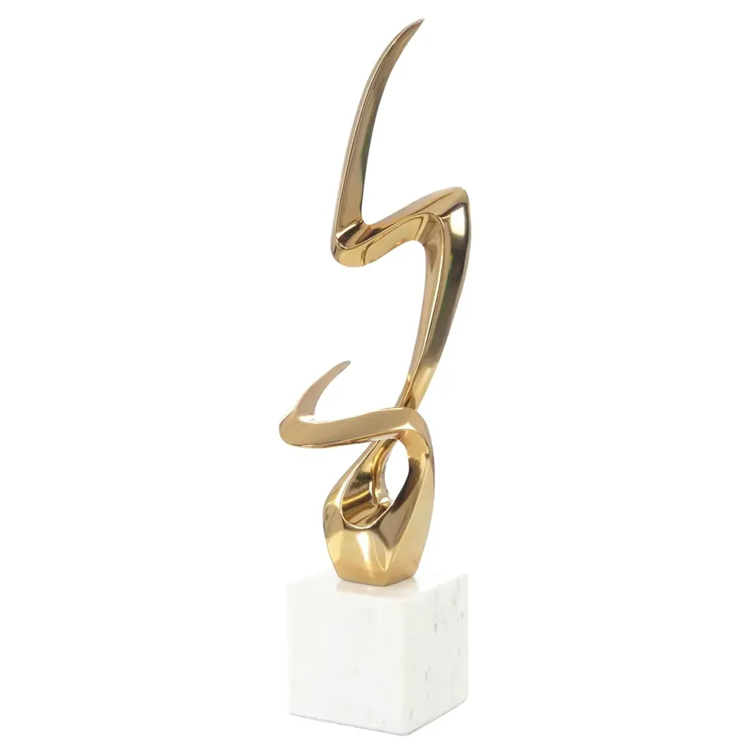 Flow State Sculpture I - Brass, White Marble image