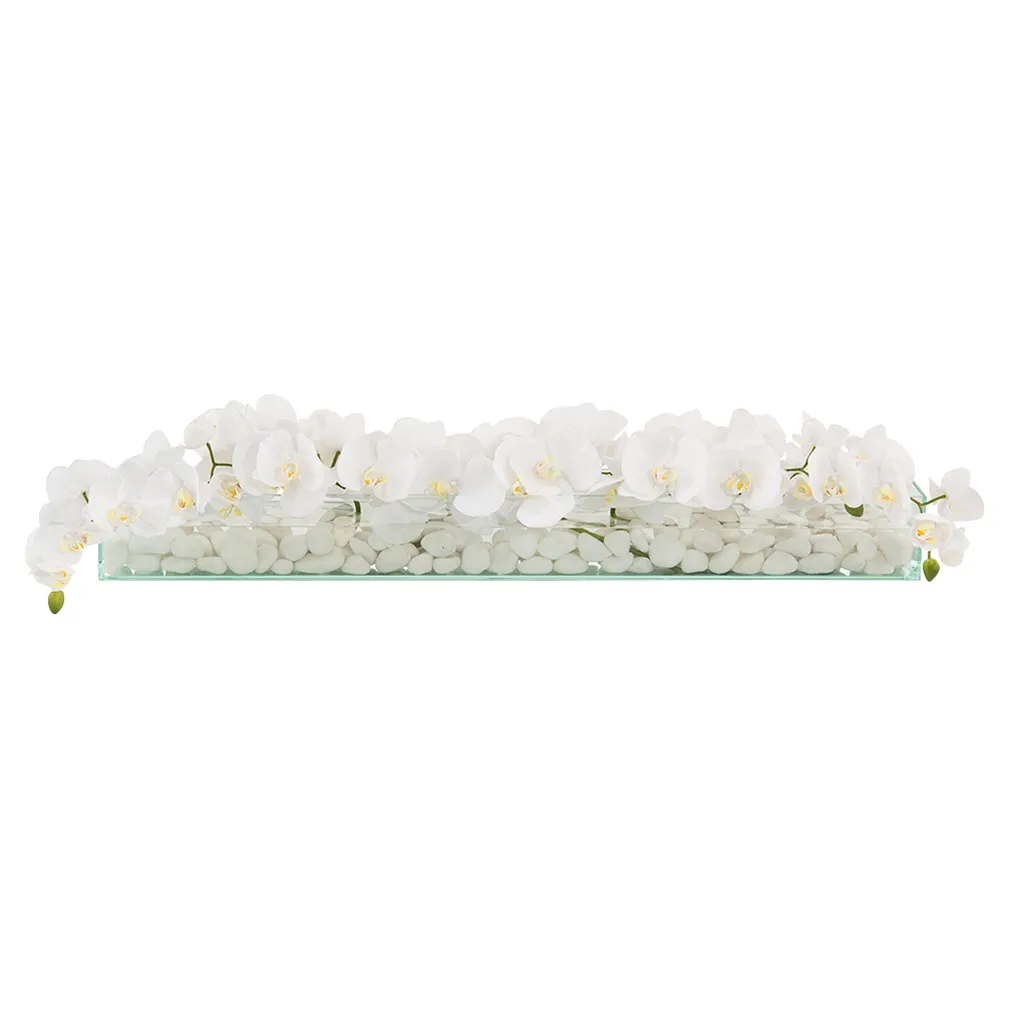 French Country Floating Orchids - White, Glass