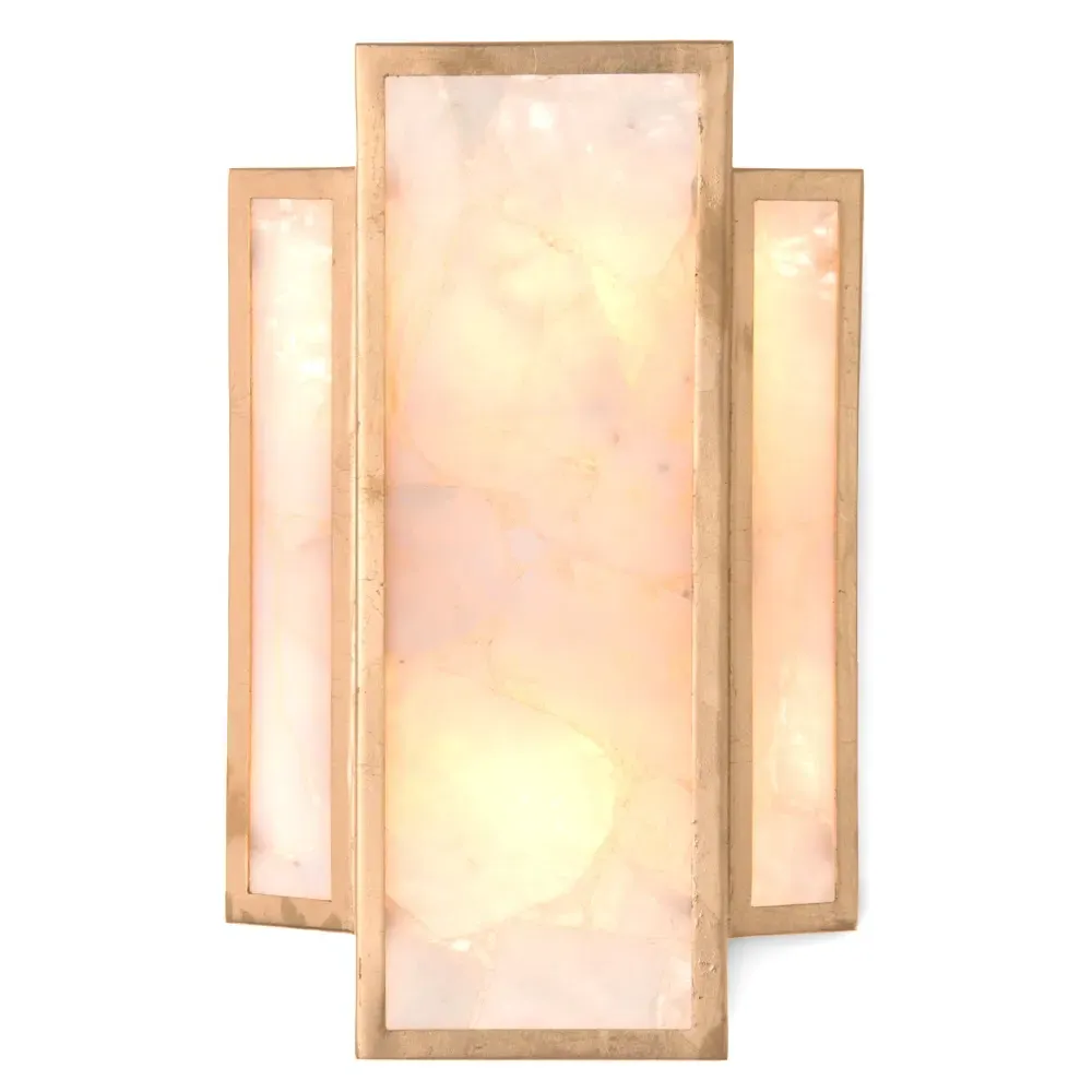 Hollywood Regency Calcite Panel 2 Light Sconce - Gold image