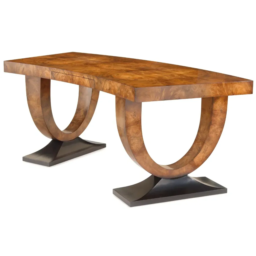 John-Richard Curved Desk - Brown, Walnut