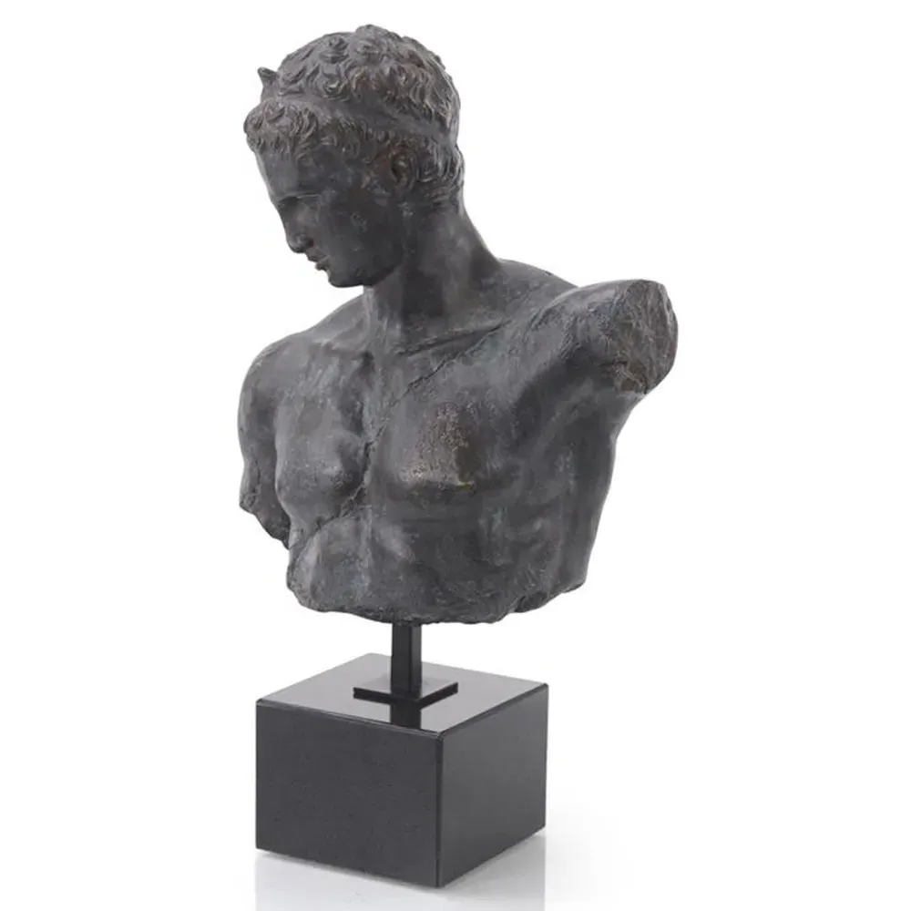 John-Richard Greek Bust Marble Stand Sculpture - Black image