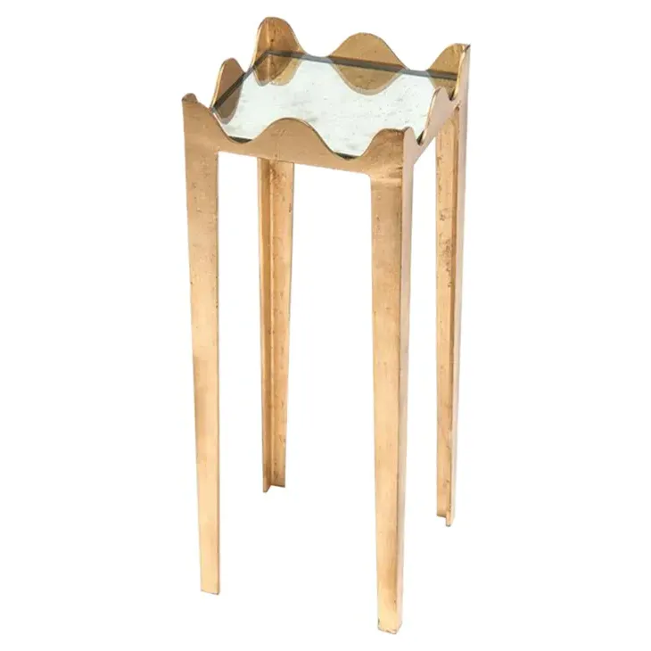 John-Richard Scalloped Drink Table - Gold Leaf image