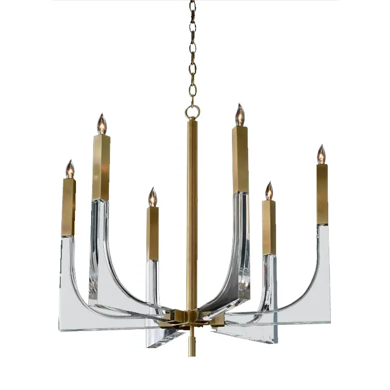 John-Richard Six Light Acrylic Chandelier - Gold, Brass image