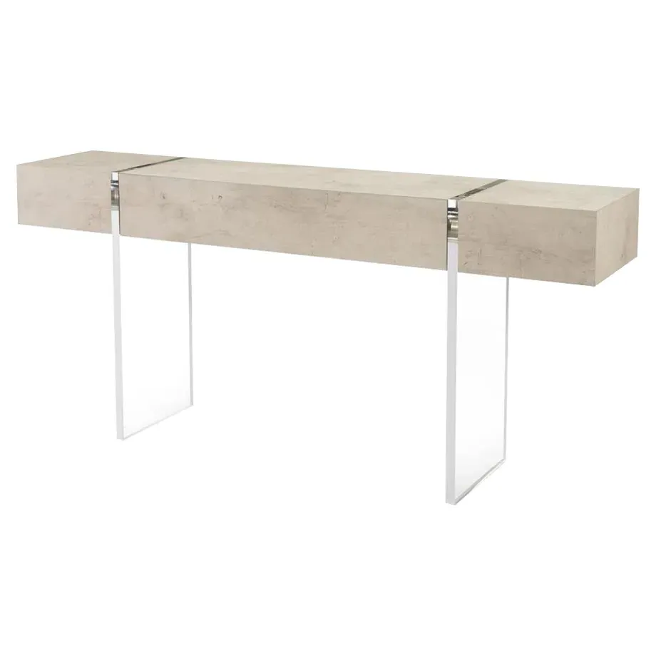 Loftus Acrylic Base Single Drawer Console Table - Ivory image