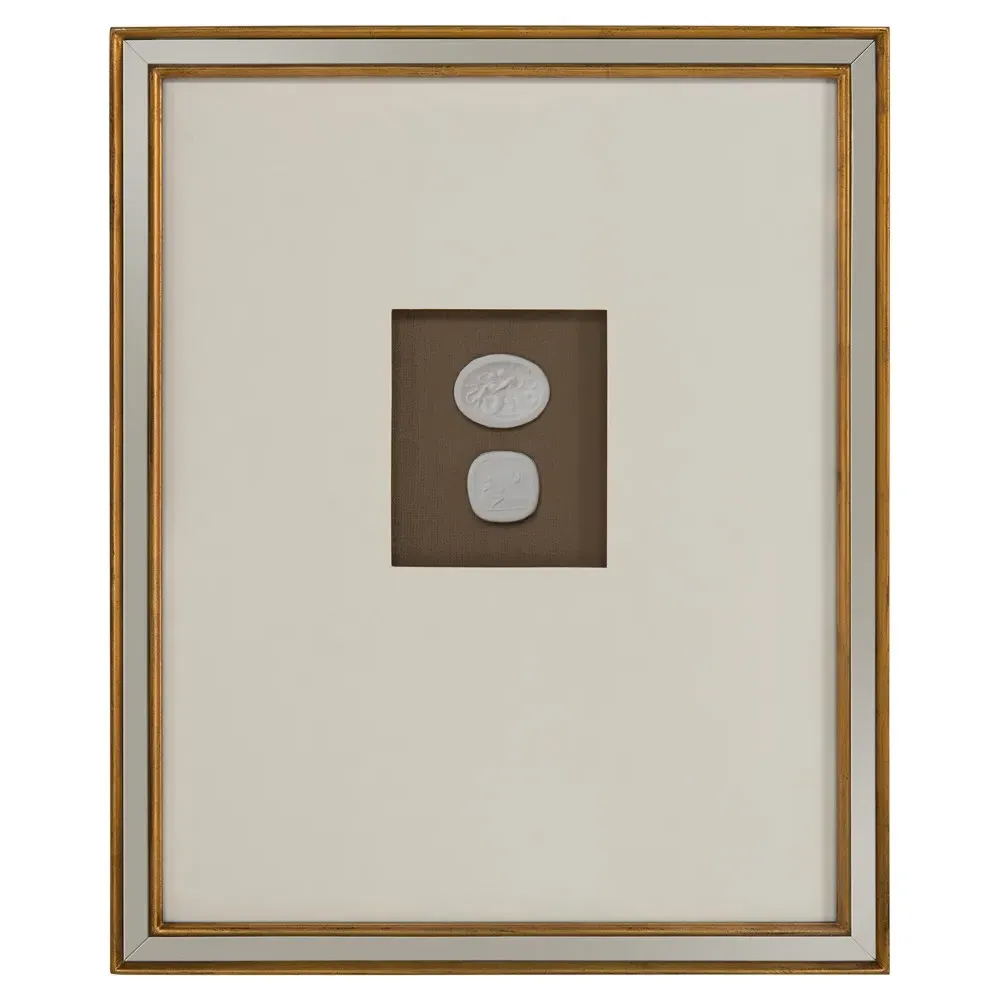 Mahogany White Intaglio Gold Frame Mixed Media IV - White, Wood image