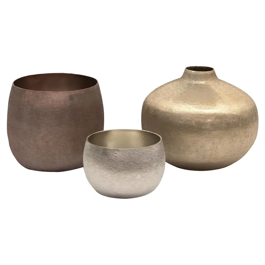 Mink Medley Set of Three Artisan Vases - Gold, Aluminum image