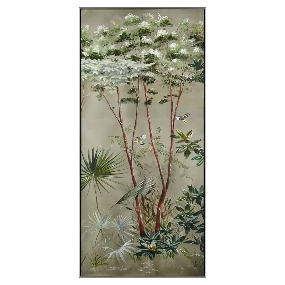 Montrose Vignette Botanical Painting II - Green, Silver Frame