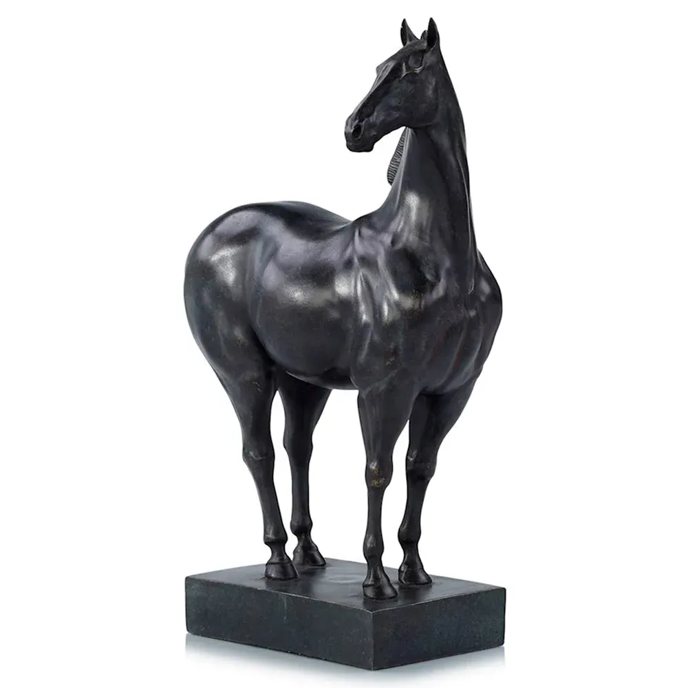 Noble Steed Horse Sculpture - Black, Resin