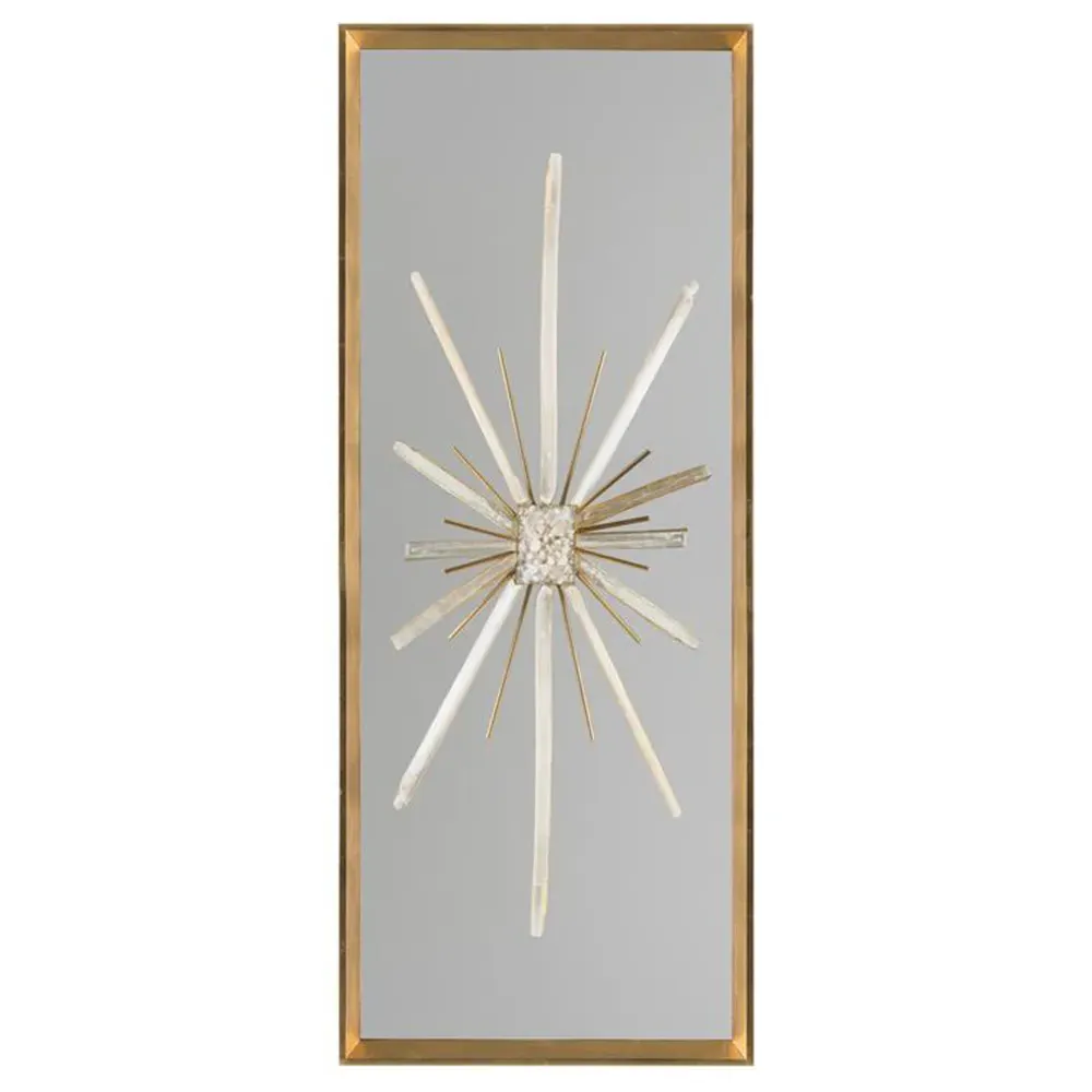 North Star Abstract Silver Frame Painting - White, Metal image